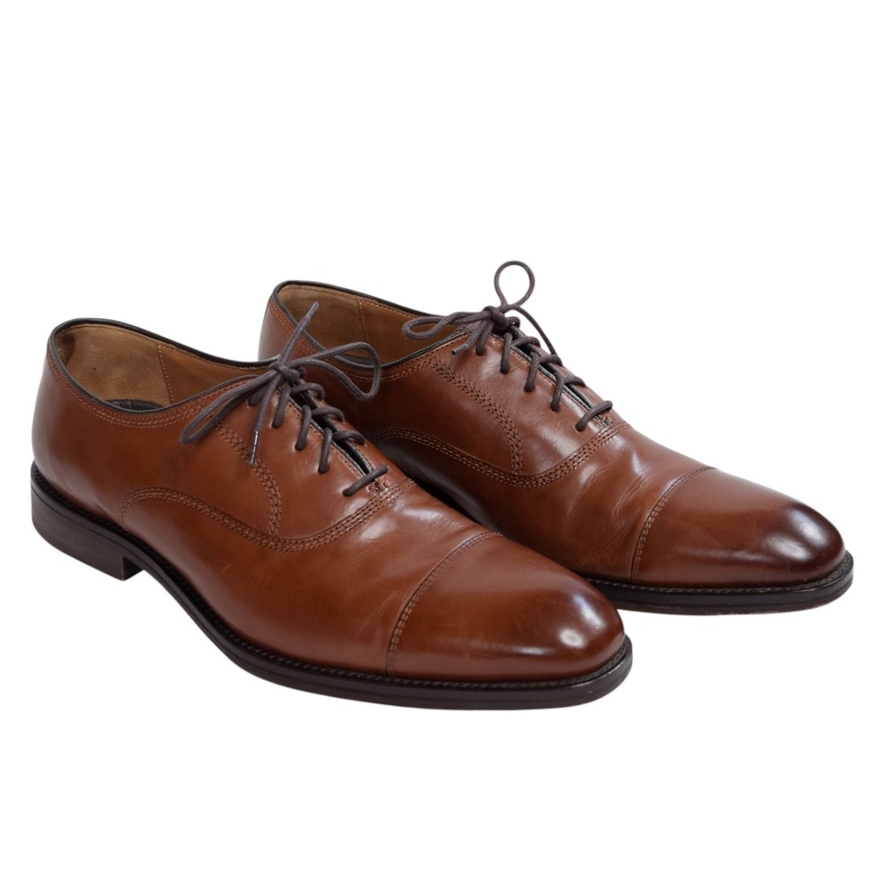 Johnston & Murphy Meade Cap Toe Oxford Brown Leather Dress Shoes Men's 11 M